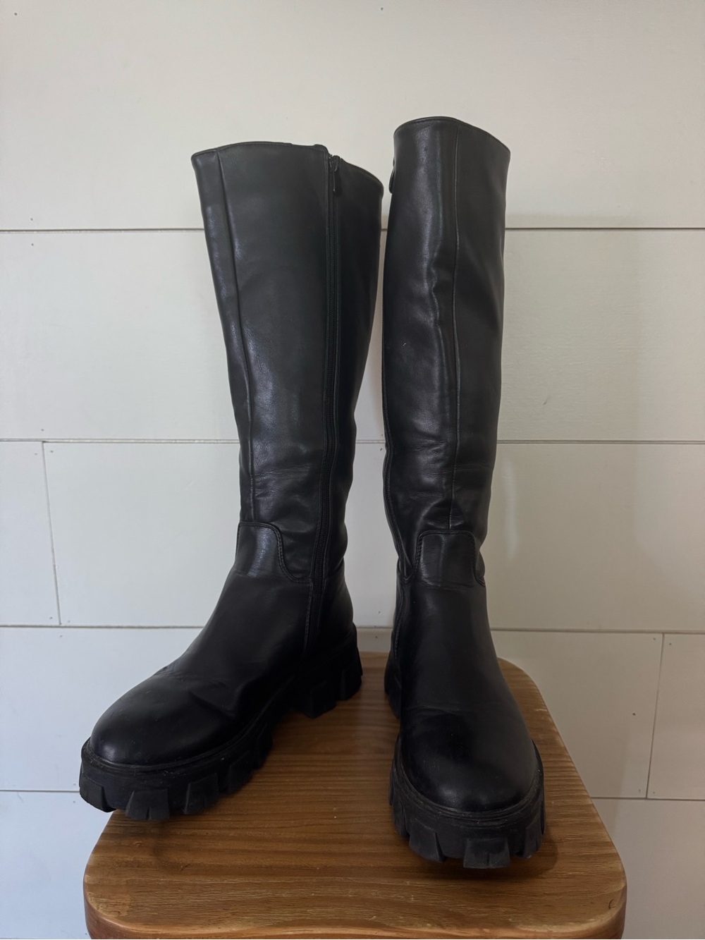 Black Tall Chunky Sole Women's Boots